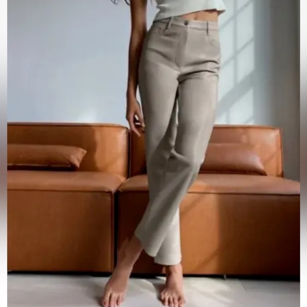 ARITZIA Wilfred The Melina High Waisted Vegan Leather Pants Size 2 Taupe